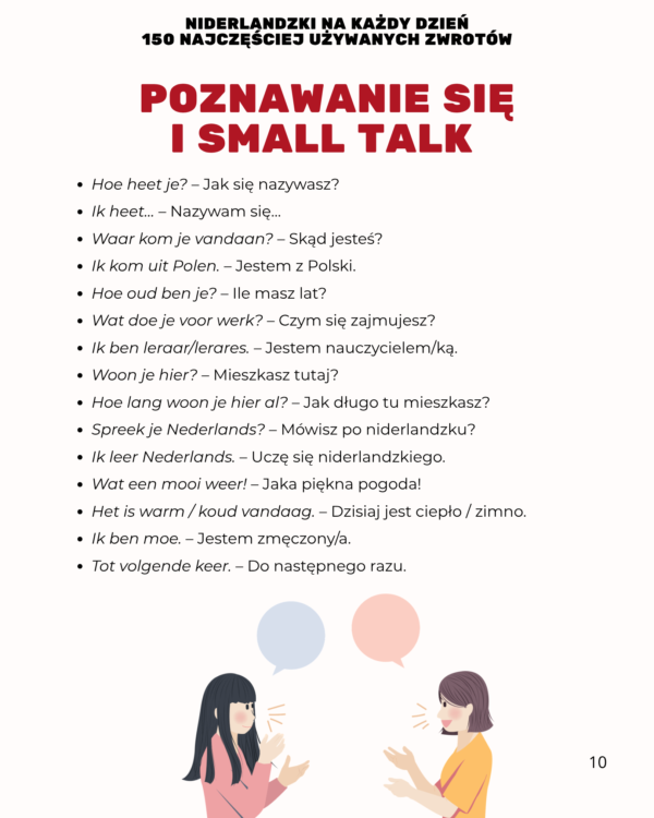 Niderlandzki na każdy dzień – 150 najczęściej używanych zwrotów po niderlandzku - small talk